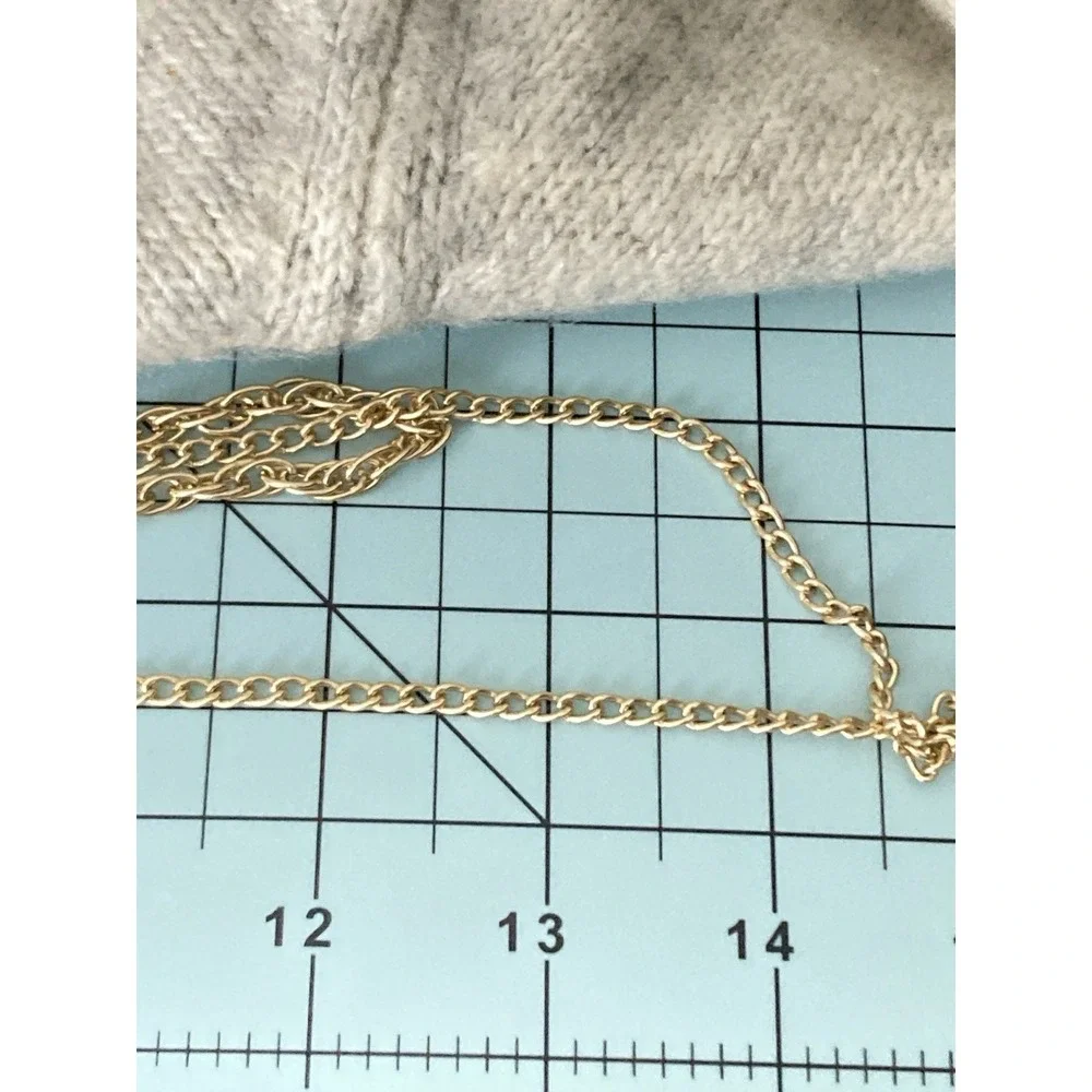 Vintage Hong Kong Gold Tone Multi‎ Chain Tassel Necklace Long Pendant Double